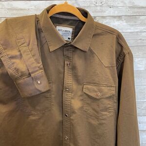 Outlander Craft + Flow Mens XL Shirt Brown Mocha Western Pearl Snap Long Sleeve
